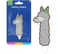 Bougie chiffre de 0 à 9 avec pied enfichable comme décoration pour anniversaire d'enfant | env. 10 cm x 4,5 cm | Safari Zoo Animaux du zoo Bougie d'anniversaire Chiffre 1 - Lama