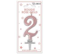 Bougie chiffre - REF/BMCRG02 - Rose gold métallique - 3.5 cm x 10 cm - Anniversaire - Mixte