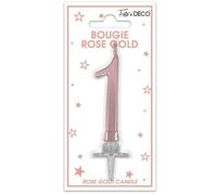 Bougie chiffre - SURPRISEZ VOUS - 1 - Rose gold métallique - 3.5 cm x 10 cm