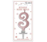 Bougie chiffre - SURPRISEZ VOUS - 3 - Rose gold métallique - 3.5 cm x 10 cm
