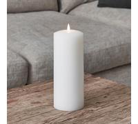 Lights4fun Grande Bougie Cierge TruGlow® en Cire Blanche de 25cm à LED Blanc Chaud à Piles pour Déco Intérieur