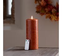 Bougie Cierge Orange Mouchetée TruGlow® de 25 cm avec Télécommande