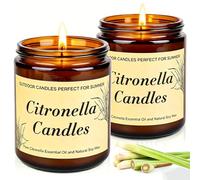 Bougie Citronnelle Extérieur, Bougie à la Citronnelle 250h, Citronnelle Bougie Parfumées 2pcs, Bougie Coffret Cadeau Femme, Cire de Soja 100% Naturelle, pour le camping, jardin, balcon, barbecues
