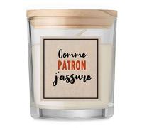 Bougie Comme Patron J'assure - Candle - Idée Bougie Cadeau Personnalisable Cadeau Anniversaire Fête Original Famille Travail Départ Collègue Retraite Noël.