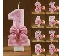 Bougie d'anniversaire 0-9 rose, bougie numérique 3D, bougie créative, couronne de princesse, décoration de fête d'anniversaire pour fille 5