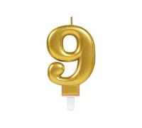 bougie d'anniversaire 9 ans or 8 cm