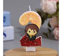 Bougie d'anniversaire à chiffre thème Harry Potter, bougie pailletée abordable avec surmontage Chibi pour les fêtes, idéale pour les fans cherchant à ajouter la magie du monde des sorciers à leur anni
