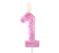 Bougie d'Anniversaire à Noud Rose, Élégante Bougie Chiffrée Thème Noud Topper pour Gâteau d'Anniversaire pour Femmes Filles Fêtes Thème Princesse Mariage Décoration (Chiffre 1)