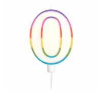 Bougie d'Anniversaire "Chiffre 0" 10cm Multicolore