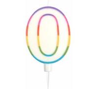 Bougie d'anniversaire chiffre 0 - Multicolore 10,5 cm