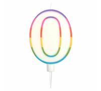 Bougie d'anniversaire chiffre 0 - Multicolore 10,5 cm