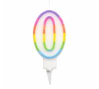 Bougie d'Anniversaire Chiffre 0 - Multicolore