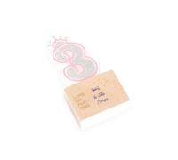Bougie d'anniversaire chiffre 3 Princesse 5,8 cm - Rose