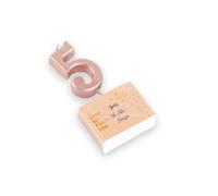 Bougie d'anniversaire - Chiffre 5 - Rose gold métallisé - 4,3 cm - Pic pour gâteau