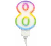 Bougie d'Anniversaire - Chiffre 8 Multicolore