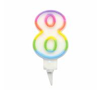 Bougie d'Anniversaire - Chiffre 8 Multicolore