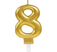 Amscan Bougie d'anniversaire 8 ans Doré 8 cm