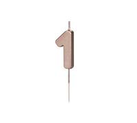Bougie d'anniversaire, en forme de numéro 1, 4,5 cm, décoration de gâteau, or rose