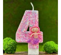 Bougie d'anniversaire en forme de sirène rose numéro, décoration de gâteau pour fête d'anniversaire, bougie d'anniversaire faite main DIY pour fête d'anniversaire ado, Noël 7,5,9,2,3,4,6,8,1,0Cire