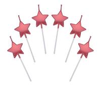 Bougie d'anniversaire en Forme d'étoile,6 Pcs Bougies Deco de Gâteau pour Enfants et Adultes,Accessoires de Décoration de Gâteau pour Fête D'anniversaire et Mariage,Rouge