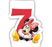 Bougie d'anniversaire - Minnie - 7 ans - Cire - Rose - Taille Unique