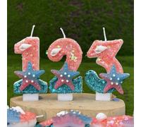 Bougie d'anniversaire numérique créative, décoration de gâteau de fête, bougie pour premier anniversaire, faite main DIY, étoile de mer océan Cire