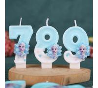 Bougie d'anniversaire numérique, décoration de gâteau de fête, bougie faite à la main 0-9 princesse des neiges 9