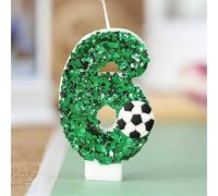Bougie d'anniversaire numérique décoration de gâteau thème football vert pour célébrer l'anniversaire et l'anniversaire, série sportive, Noël 7,5,9,2,3,4,6,8,1,0Cire