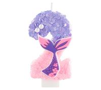 Bougie d'anniversaire numéro 2 scintillante avec queue de sirène, bougie à paillettes rose et violet pour gâteau, décoration pour 2ème anniversaire, fête sur le thème de la sirène pour fille