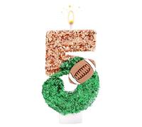 Bougie d'Anniversaire Numéro Thème Football, Figurine de Gâteau Pailletée Marron et Verte Thème Rugby pour Fête d'Anniversaire Sportive (Numéro 5)
