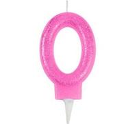 Bougie d'Anniversaire Paillette "Chiffre 0" 7cm Rose Rose G