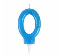 Bougie d'Anniversaire Paillette Chiffre 0 - Bleu