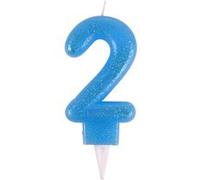 Bougie d'Anniversaire Paillette "Chiffre 2" 7cm Bleu Bleu G