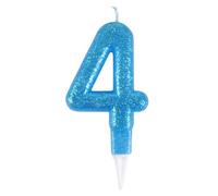 Bougie d'Anniversaire Paillette "Chiffre 4" 7cm Bleu