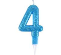 Paris Prix Bougie d'Anniversaire Paillette Chiffre 4 - Bleu