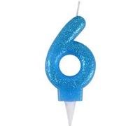 Bougie d'Anniversaire Paillette Chiffre 6 7cm Bleu Bleu G