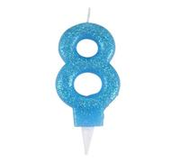 Bougie d'Anniversaire Paillette "Chiffre 8" 7cm Bleu