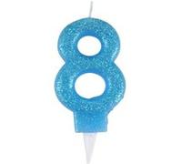 Bougie d'Anniversaire Paillette Chiffre 8 7cm Bleu