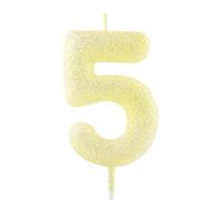 Bougie d'anniversaire pour 5e anniversaire en or - Bougies de numéro 5 scintillantes jaunes - Décoration lumineuse pour gâteau - Bougie d'anniversaire pour filles, garçons, femmes - Célébrations