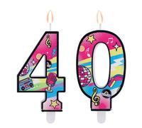 Bougie D'anniversaire Rétro Colorée en Forme de Chiffre 40, Décoration de Gâteau Disco Néon Vintage pour une Fête à Thème Années 70, 80 et 90 Articles Fête D'anniversaire Rock Rétro