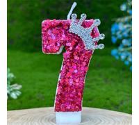 Bougie d'anniversaire rose en forme de couronne scintillante avec des strass, décorations de gâteau pour fête, anniversaire, atmosphère romantique. Bougie d'anniversaire créative en forme de chiffre, 