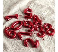 Bougie d'anniversaire rouge de 6 cm avec chiffre, décoration de gâteau, cérémonies pour adultes, anniversaires, révélation du , remise des diplômes - thème princesse, sans plumes Cire