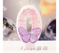 Bougie d'anniversaire scintillante en forme de grand papillon bicolore rose-violet pour décoration de gâteau, idéale pour les célébrations du 1er anniversaire. Bougie d'anniversaire artisanale créativ