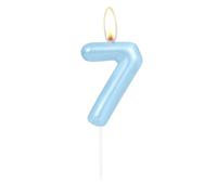 Bougie de 1er anniversaire étincelante bleu clair, numéro 7 en bleu perle, bougie de gâteau d'anniversaire, décoration de gâteau pour fille et garçon, décoration de mariage et d'anniversaire