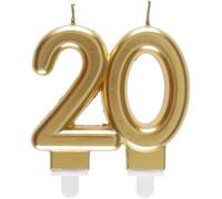 Santex Bougie d'anniversaire Bougie des Âges 20 ans dorée métallisée - Or