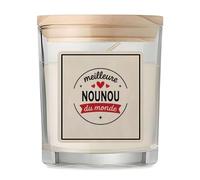 Bougie de la Meilleure Nounou du monde 1- Candle - Idée Bougie Cadeau Personnalisable Cadeau Anniversaire Fête Original Famille Travail Départ Collègue Retraite Noël.