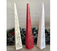 Bougie de l'Avent de luxe en rouge, ivoire ou blanc, de 31,5 cm, en forme de pyramide carrée avec compte à rebours jusqu'à Noël (Blanc)
