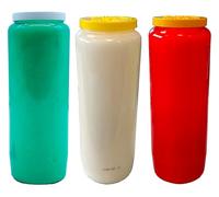 Bougie de prière en pot de cire neuvaine 18 x 7 cm 100 % végétal Combustion 9 jours - 216 heures rouge, blanc et vert Italie