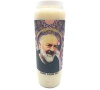 Bougie de prière neuvaine en verre 18 x 7 cm 100 % végétale durée de combustion 9 jours 216 heures (San Padre Pio)