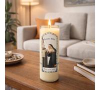 Bougie de Sainte Rita Neuvaine 17,5 cm - Bougie Neuvaine - Culte Chrétien en Cire végétale